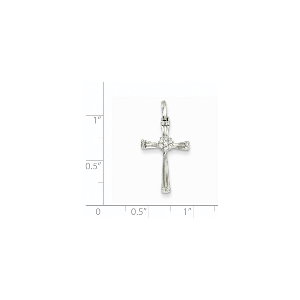 14K White Gold Real Diamond Cross Pendant