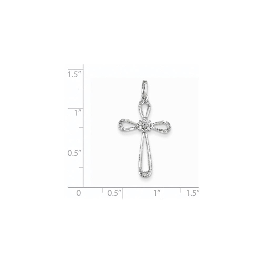 14K White Gold Diamond Cross Pendant