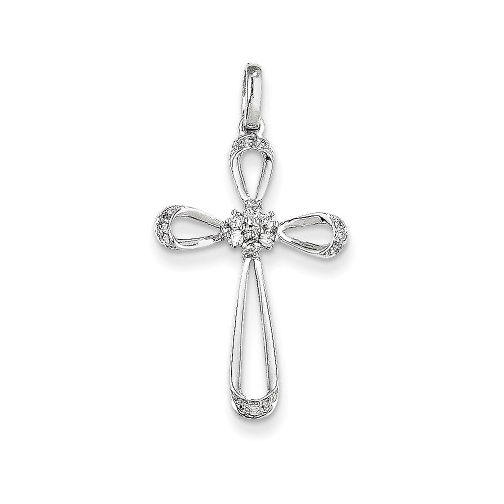 14K White Gold Diamond Cross Pendant