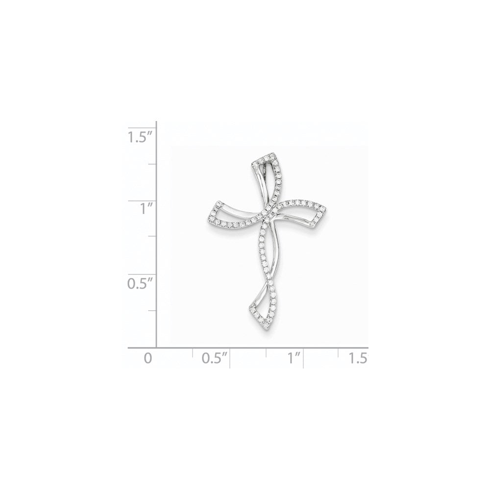 14K White Gold Diamond Cross Pendant