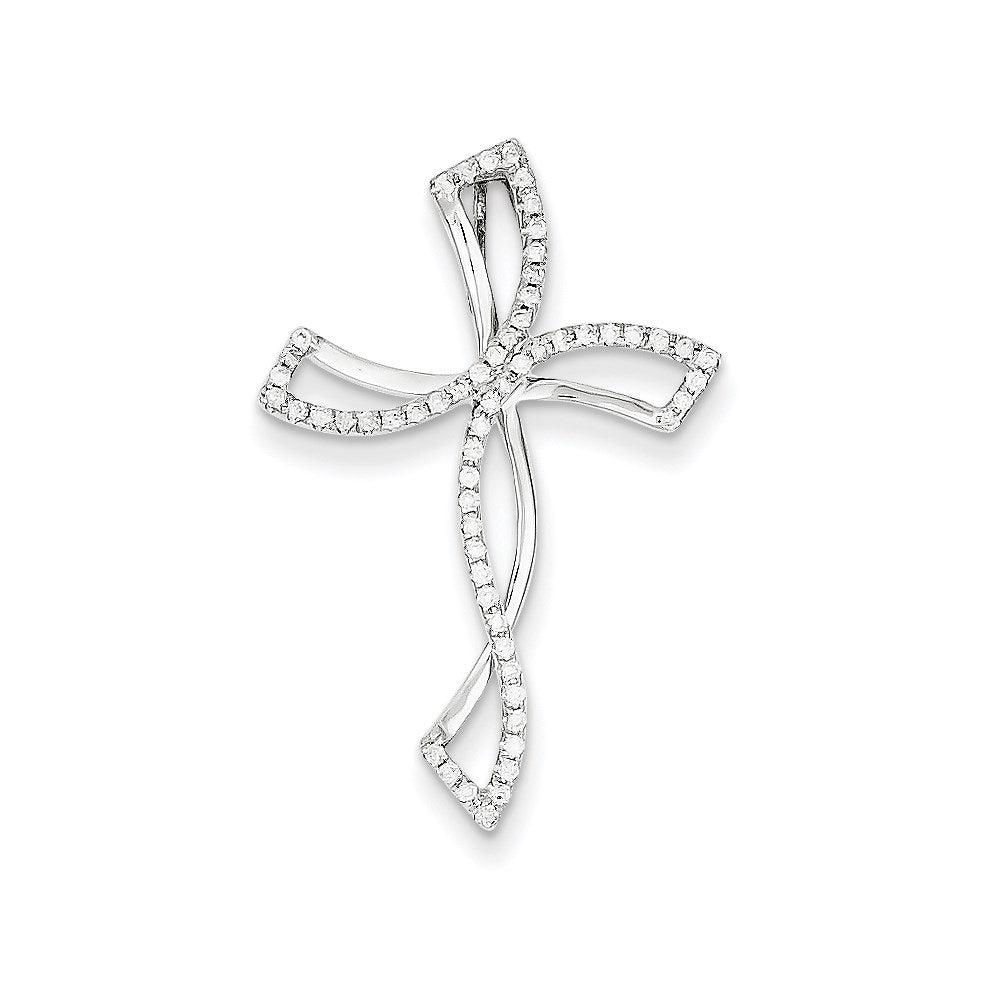 14K White Gold Diamond Cross Pendant