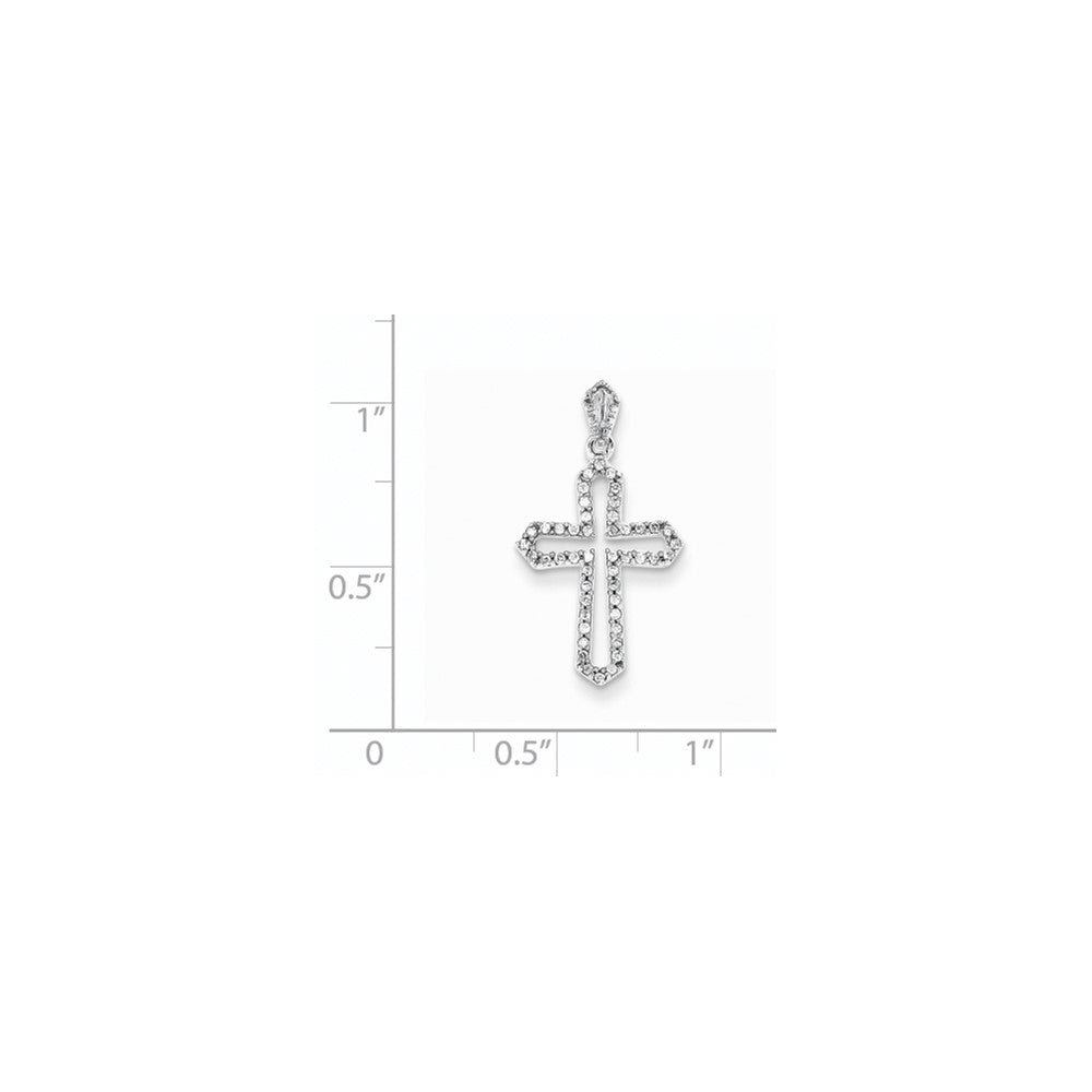 14K White Gold Real Diamond Cross Pendant