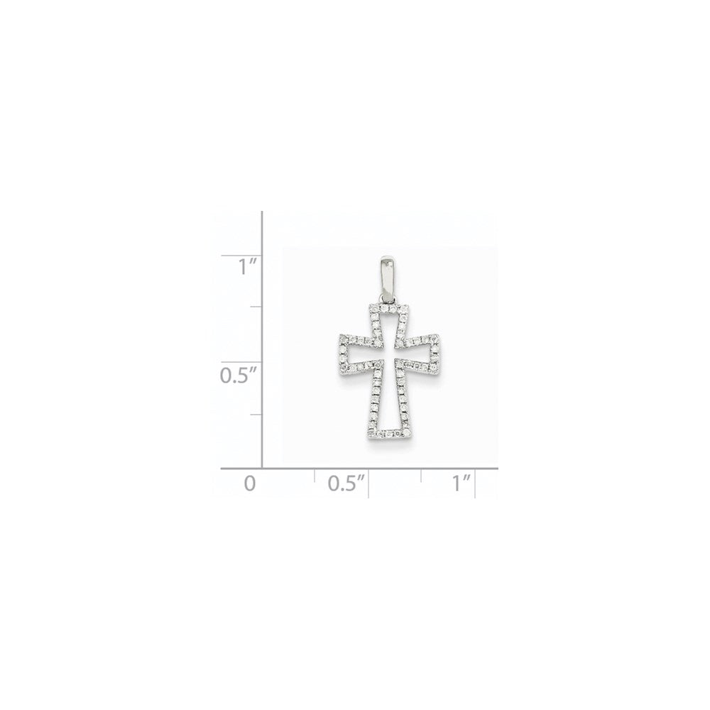 14K White Gold Real Diamond Cross Pendant