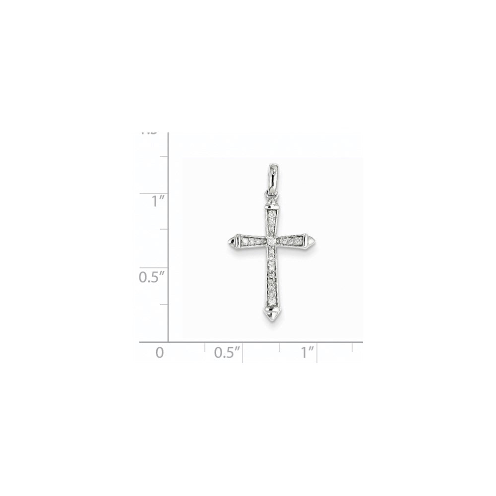 14K White Gold Real Diamond Cross Pendant