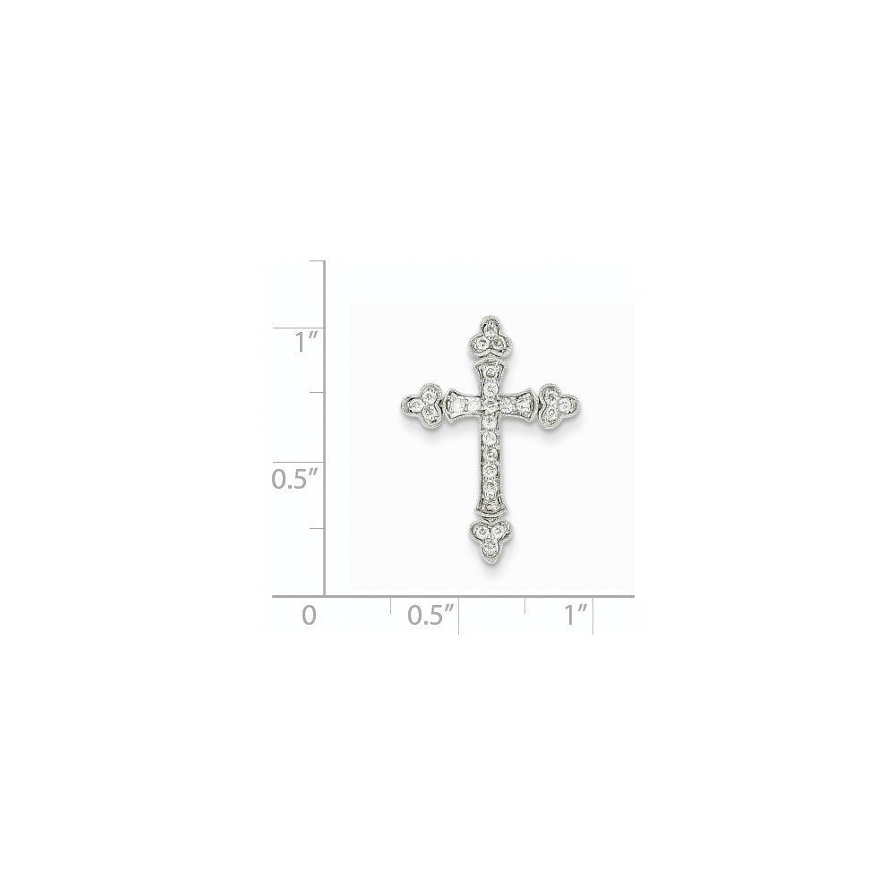 14K White Gold Real Diamond Cross Pendant