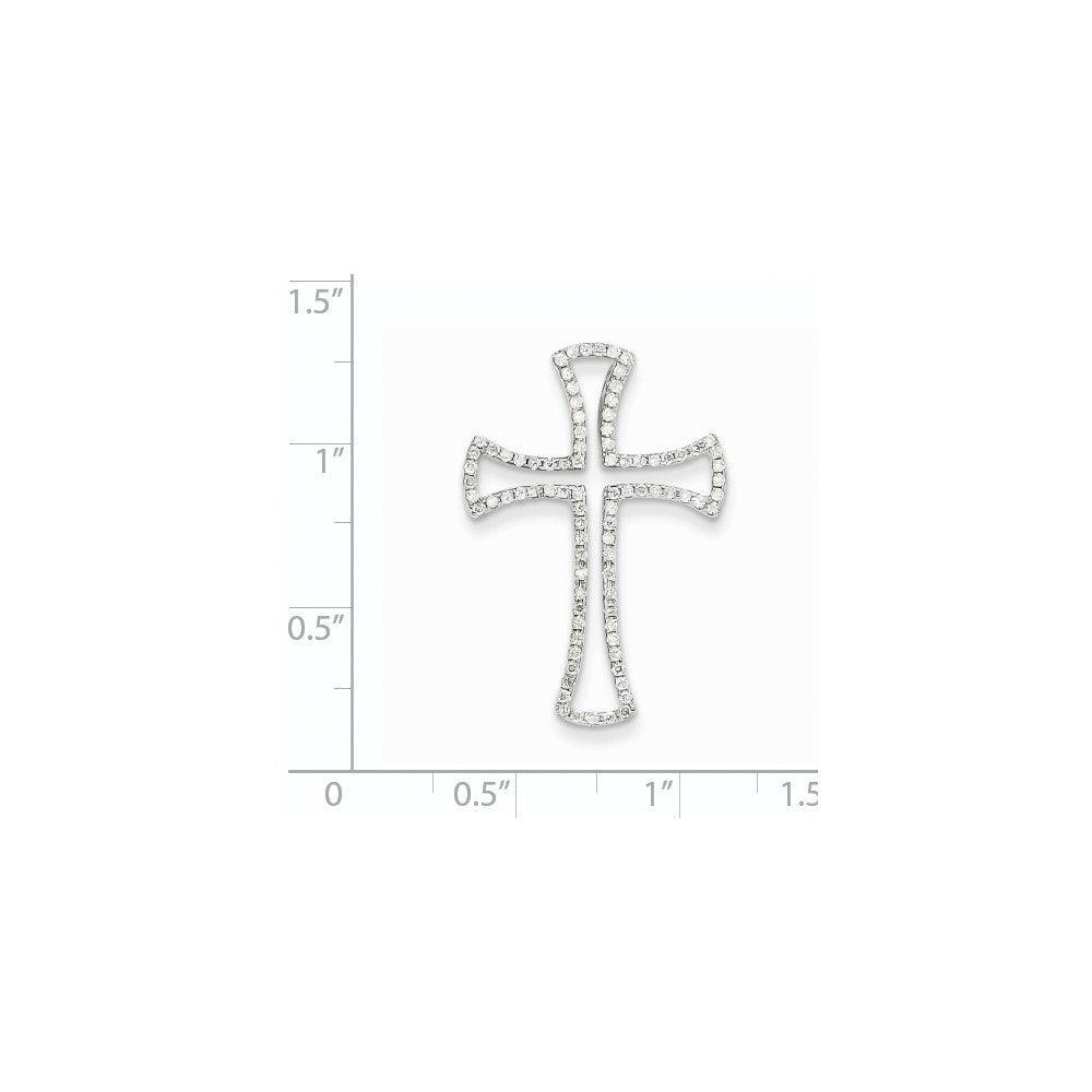 14K White Gold Real Diamond Cross Pendant