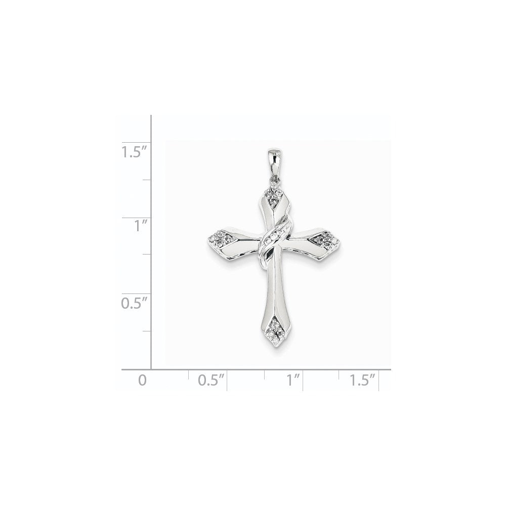 14k White Gold Real Diamond Cross Pendant