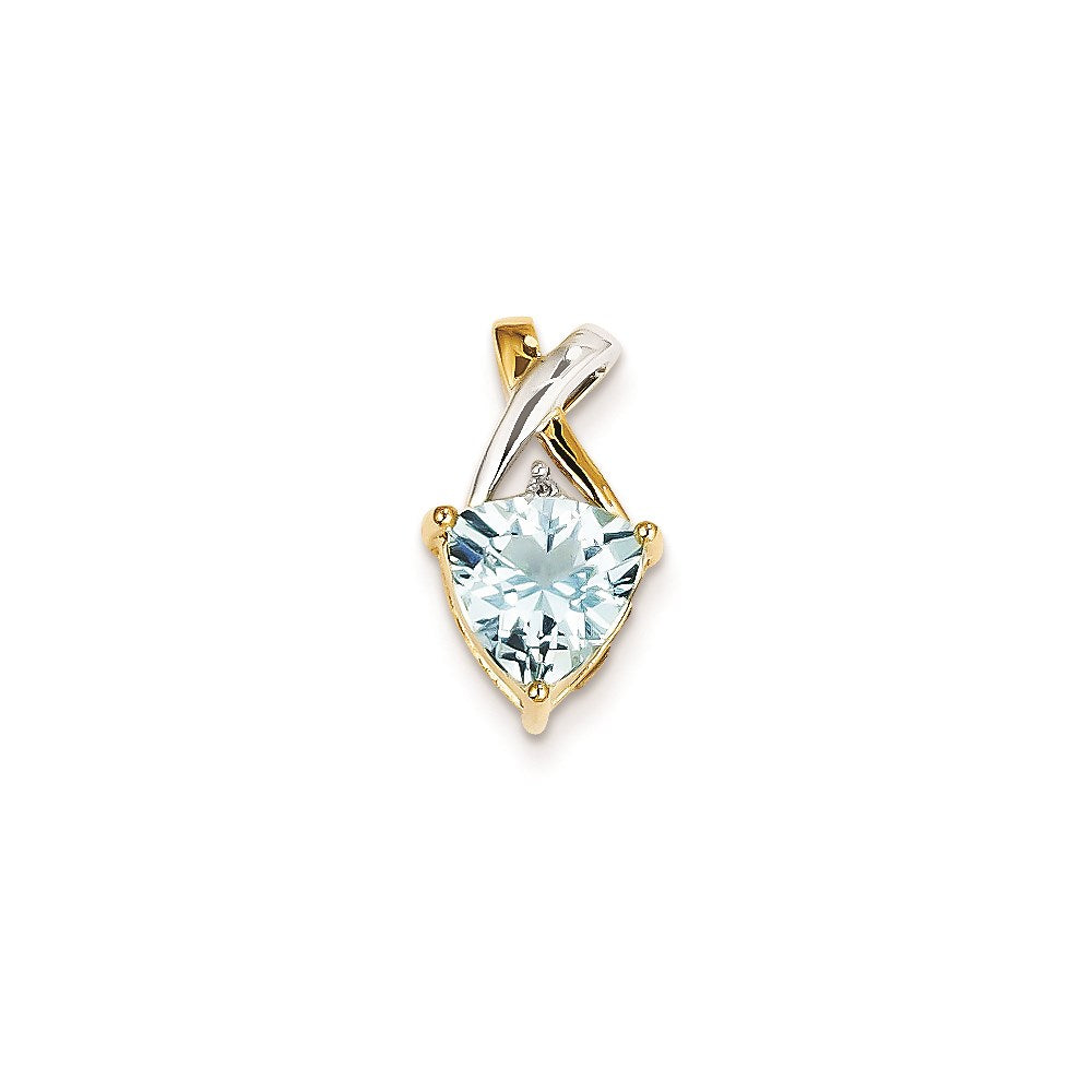 14K Yellow Gold & Rhodium Blue Topaz and White Topaz Trillion Pendant