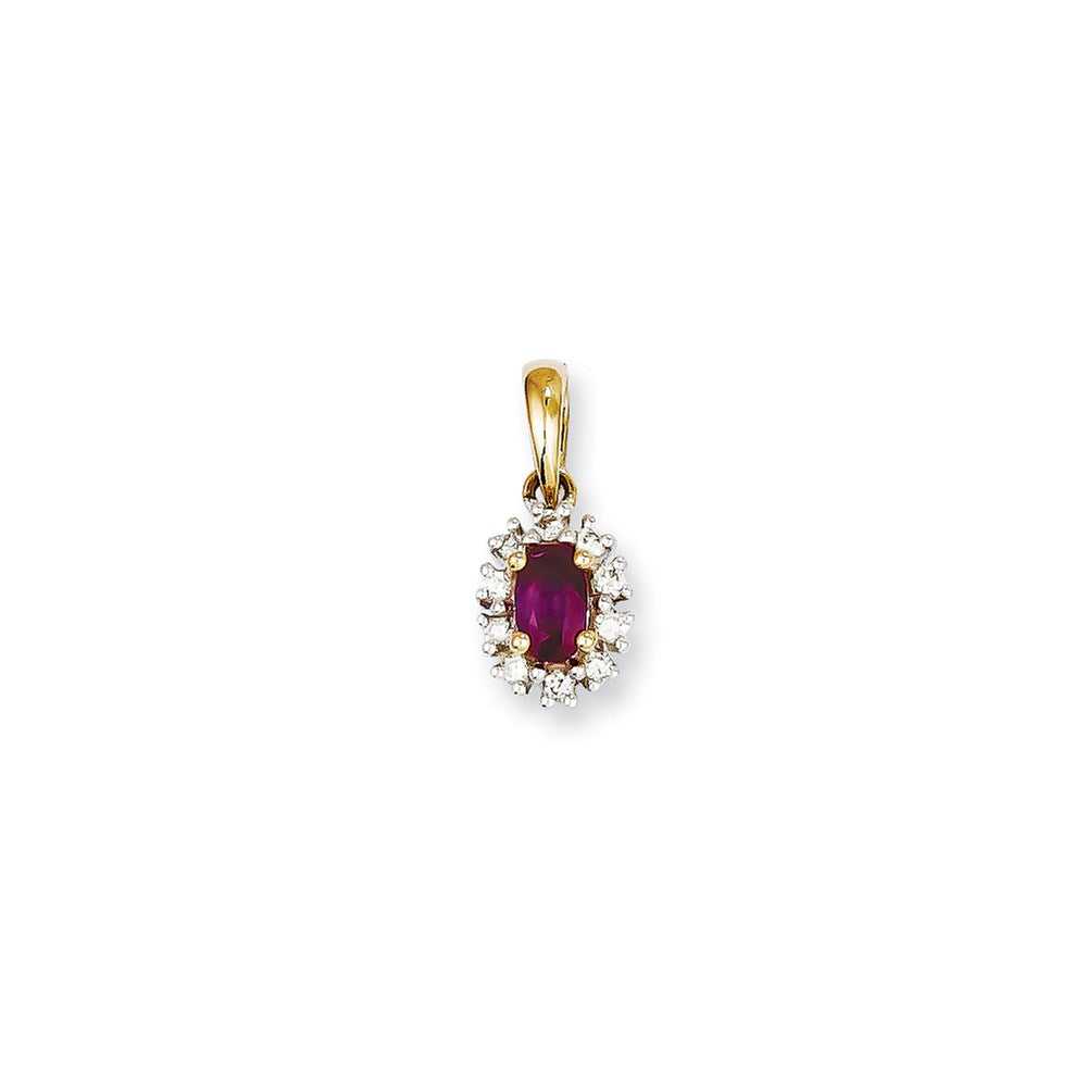 14k Yellow Gold & Rhodium Real Diamond & Ruby Pendant