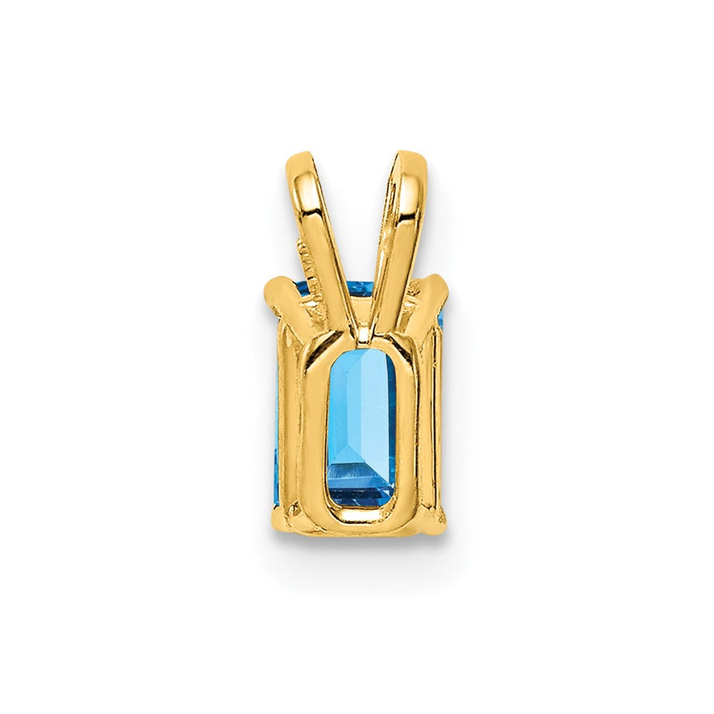 14K Yellow Gold 6x4mm Emerald Cut Blue Topaz pendant