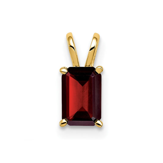 14K Yellow Gold 6x4mm Emerald Cut Garnet pendant