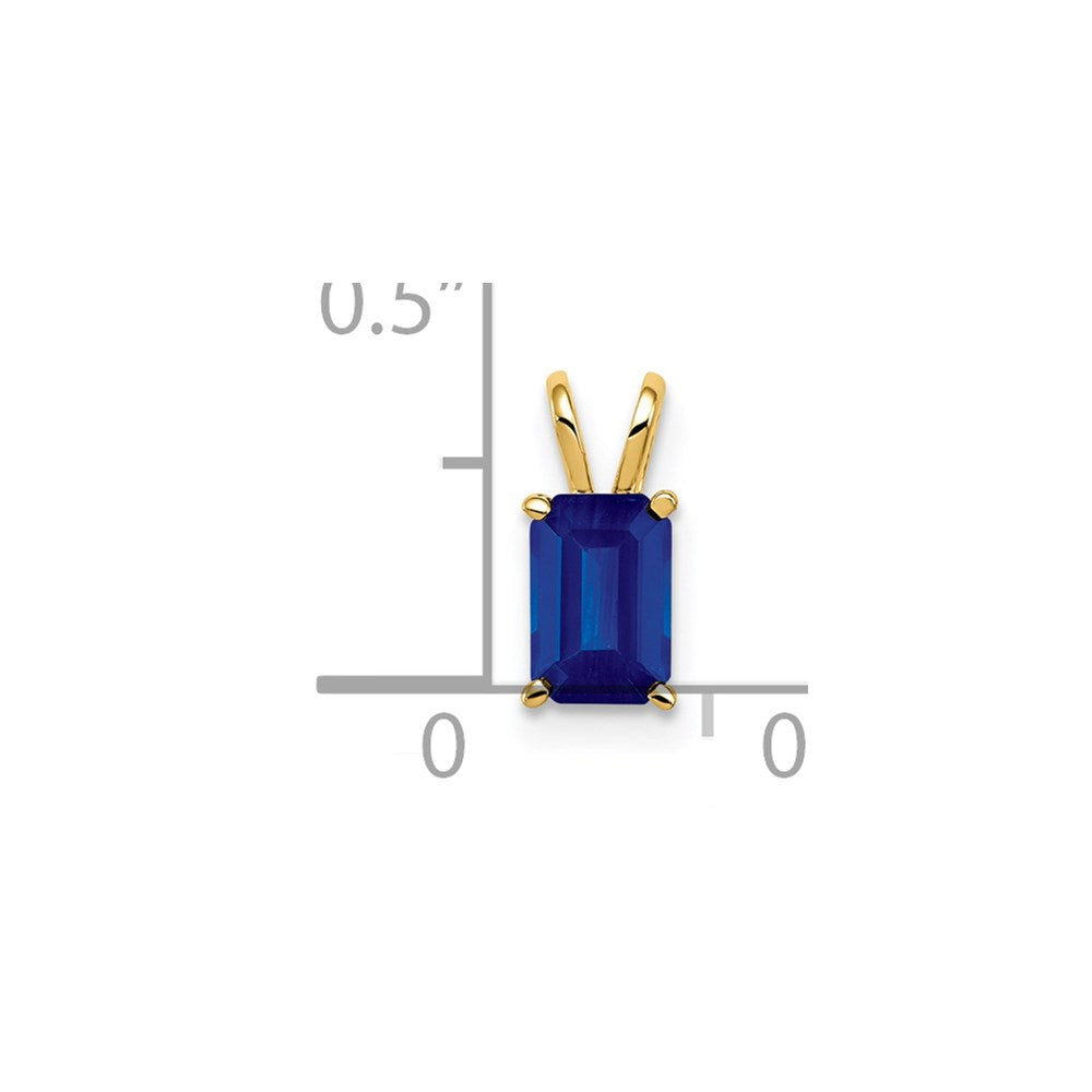 14K Yellow Gold 6x4mm Emerald Cut Sapphire pendant