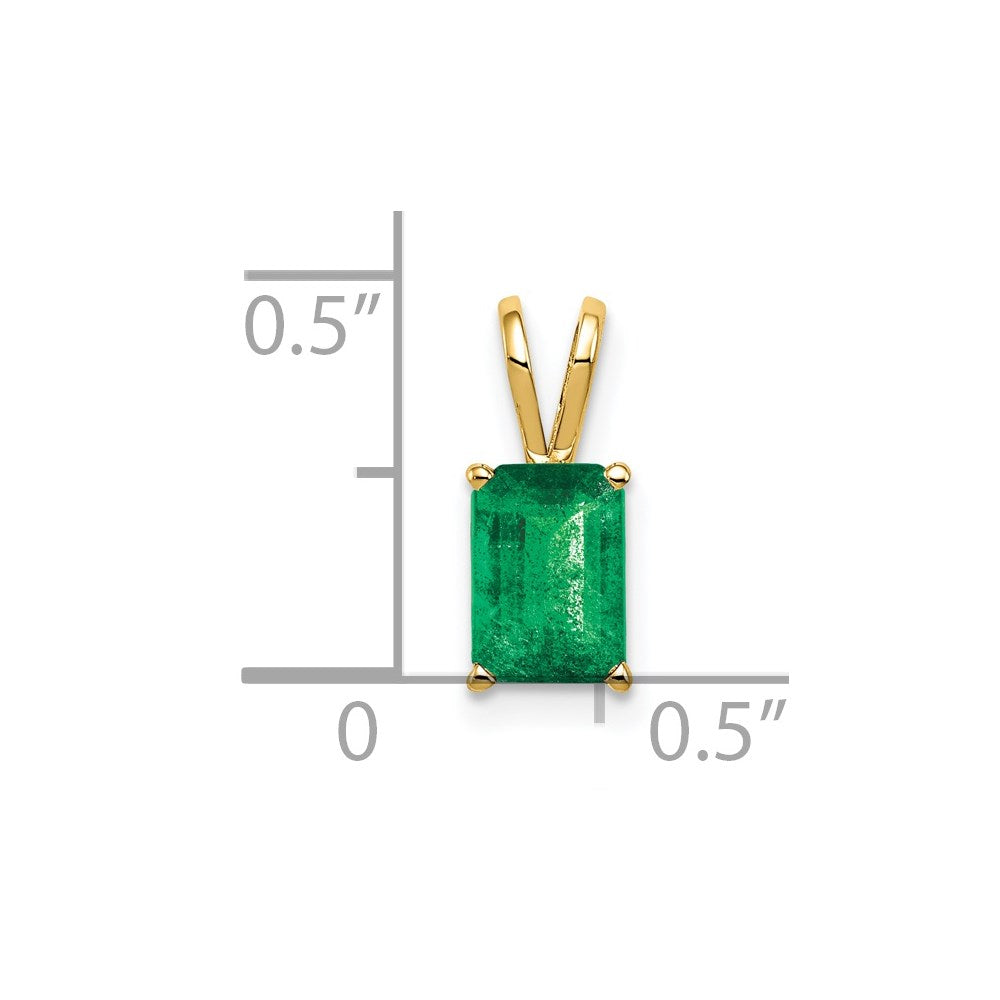 14K Yellow Gold 7x5mm Emerald Cut Emerald pendant