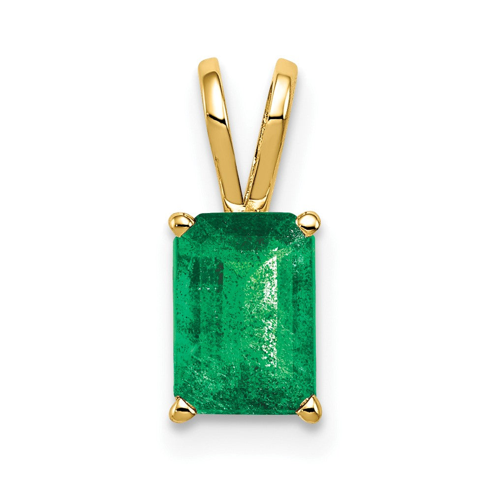 14K Yellow Gold 7x5mm Emerald Cut Emerald pendant