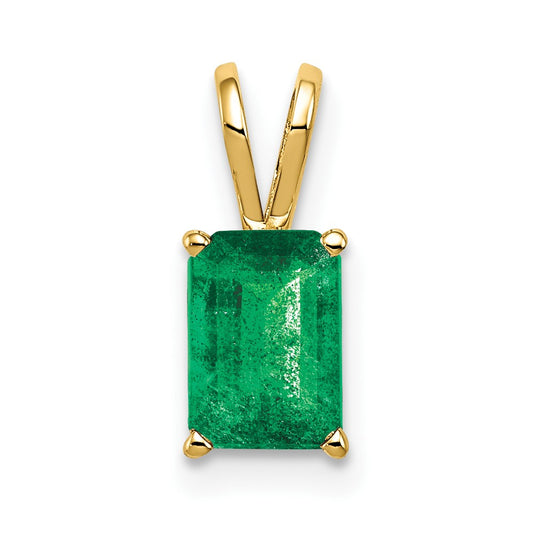 14K Yellow Gold 7x5mm Emerald Cut Emerald pendant