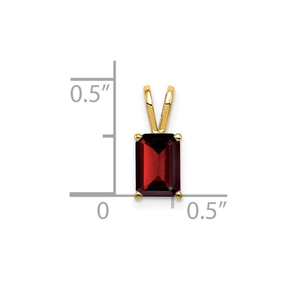 14K Yellow Gold 7x5mm Emerald Cut Garnet pendant