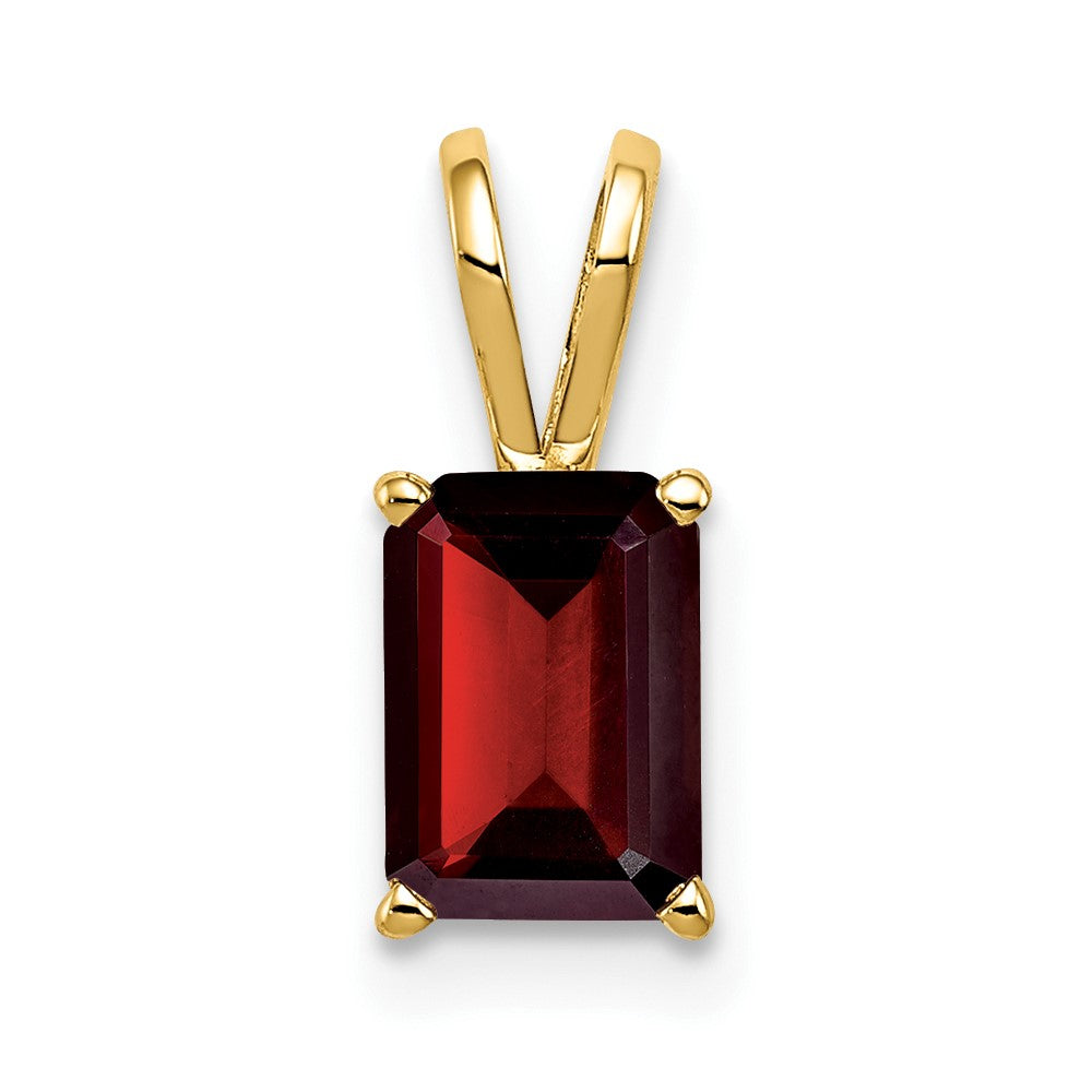 14K Yellow Gold 7x5mm Emerald Cut Garnet pendant