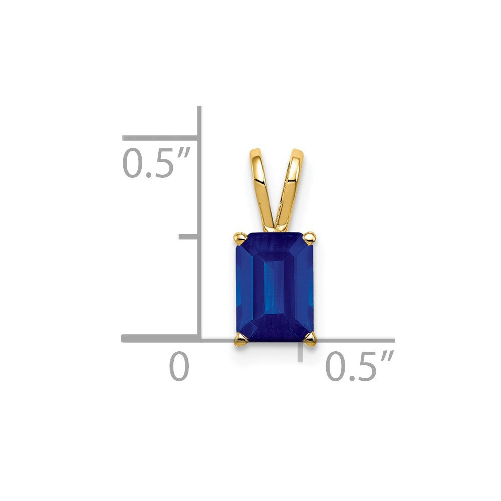 14K Yellow Gold 7x5mm Emerald Cut Sapphire pendant