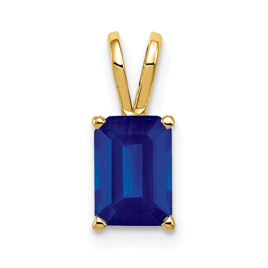 14K Yellow Gold 7x5mm Emerald Cut Sapphire pendant