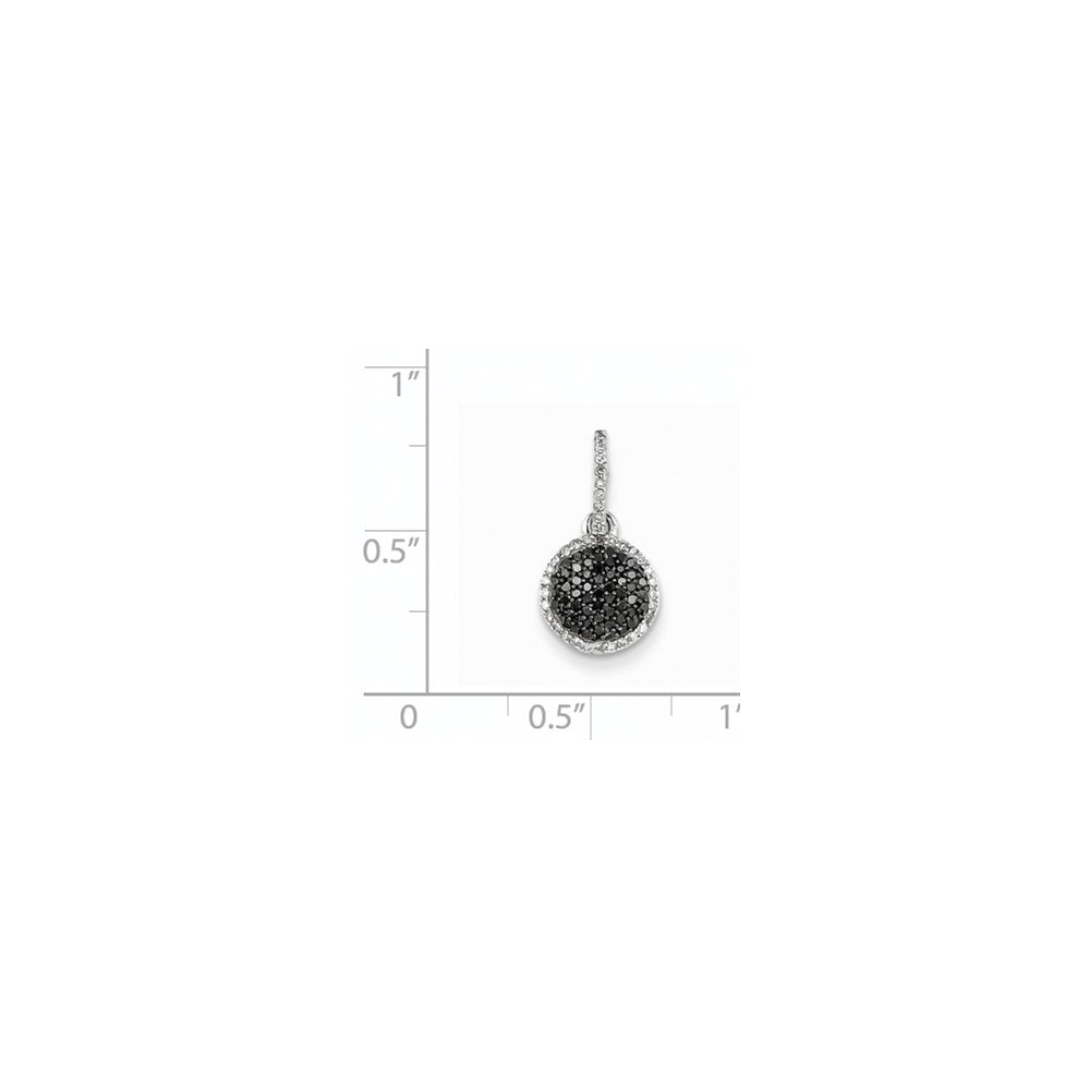 14k White Gold White and Black Real Diamond Pendant