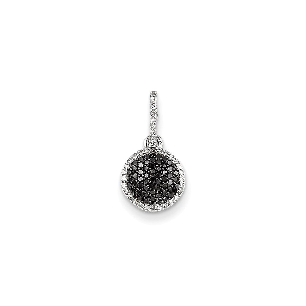 14k White Gold White and Black Real Diamond Pendant