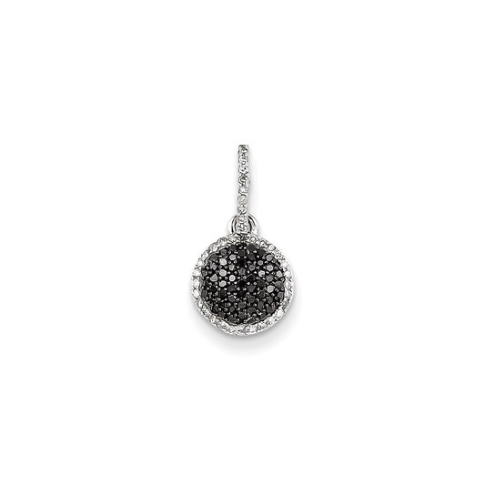 14k White Gold White and Black Real Diamond Pendant