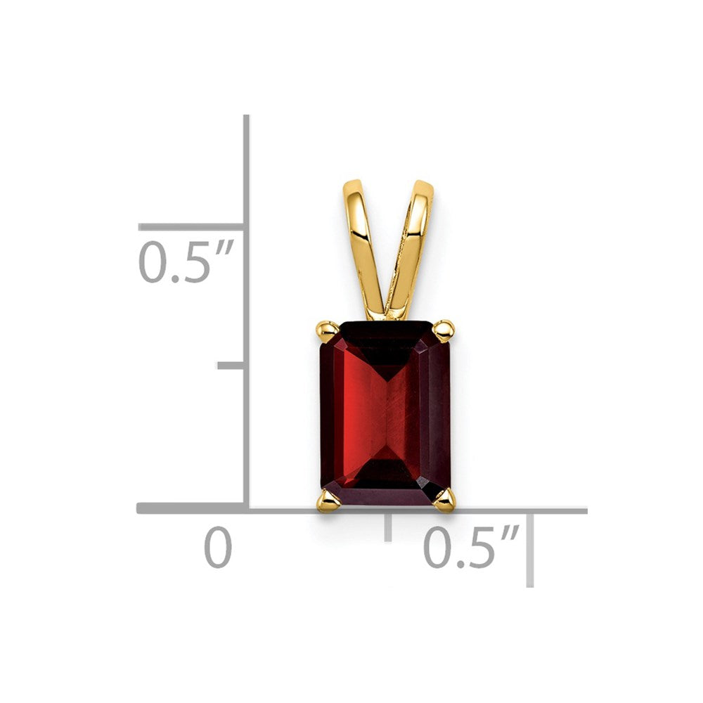 14K Yellow Gold 8x6mm Emerald Cut Garnet pendant