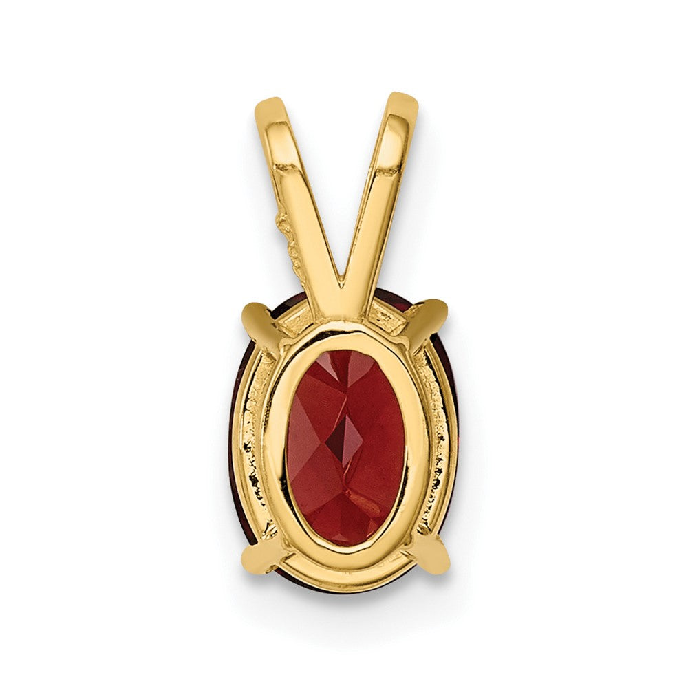 14K Yellow Gold 8x6mm Oval Garnet Checker pendant