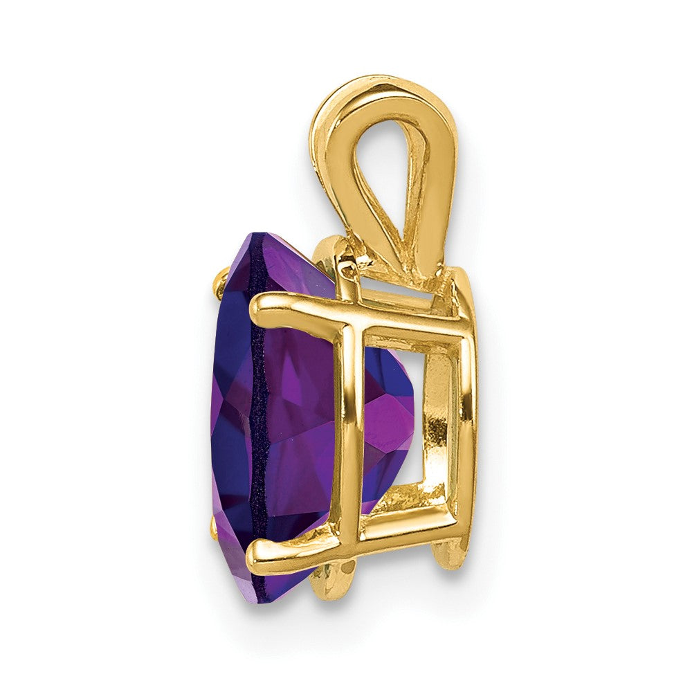 14K Yellow Gold 9x7mm Oval Amethyst Checker pendant