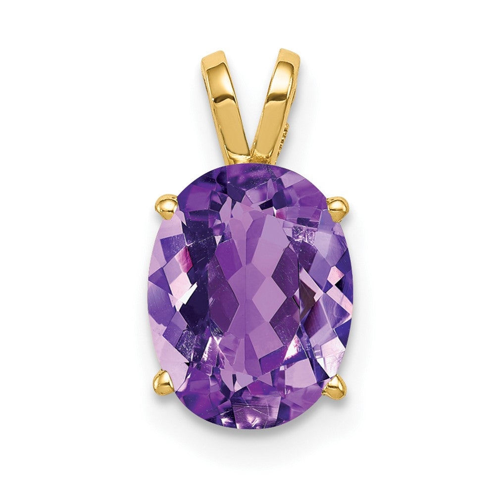 14K Yellow Gold 9x7mm Oval Amethyst pendant