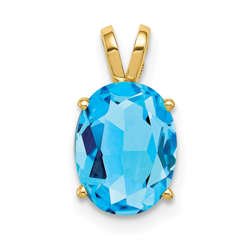 14K Yellow Gold 9x7mm Oval Blue Topaz pendant