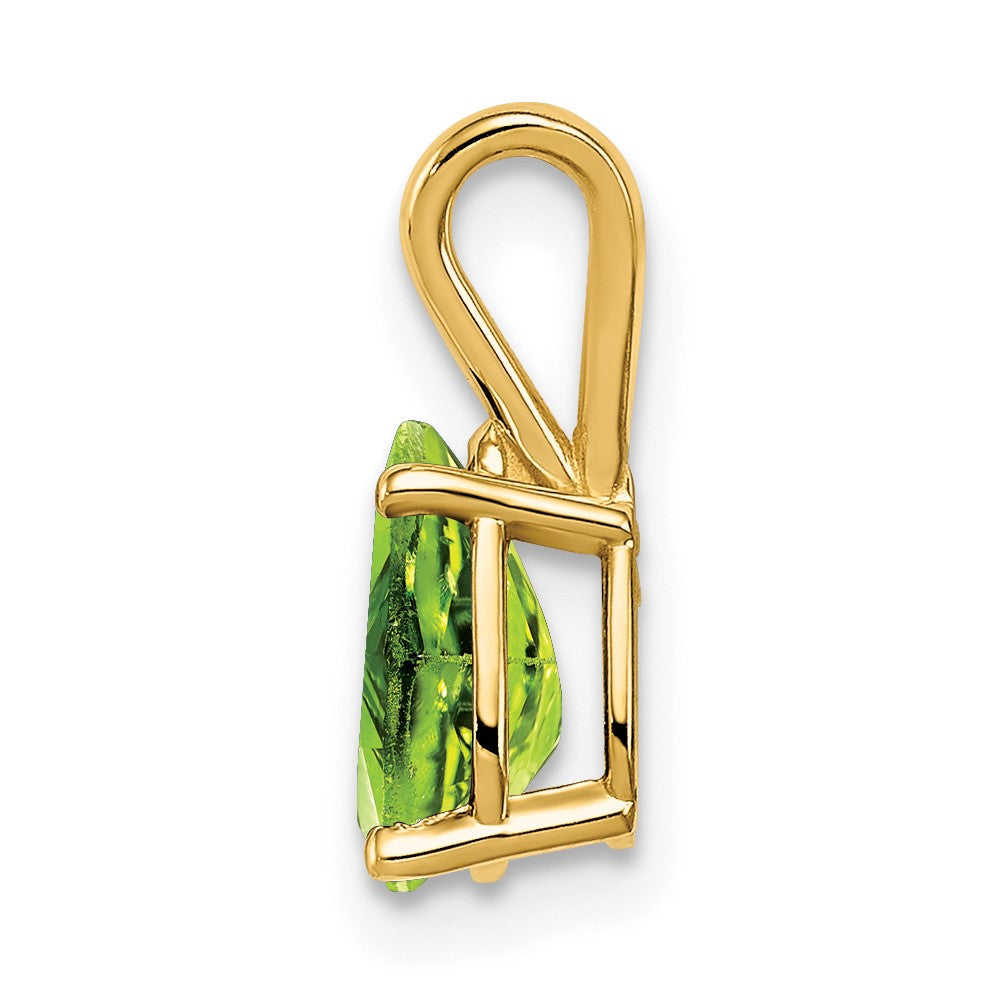 14K Yellow Gold 8x5mm Pear Peridot Checker pendant