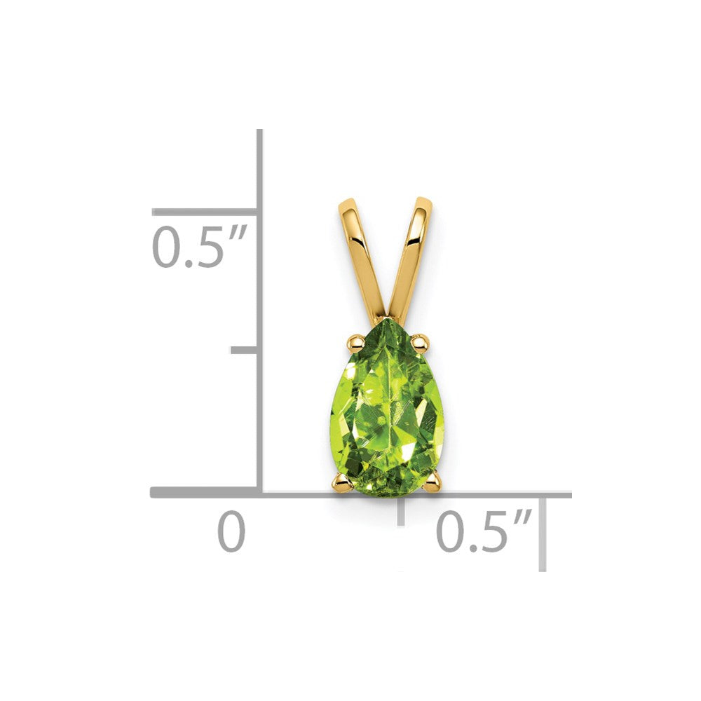 14K Yellow Gold 8x5mm Pear Peridot Checker pendant