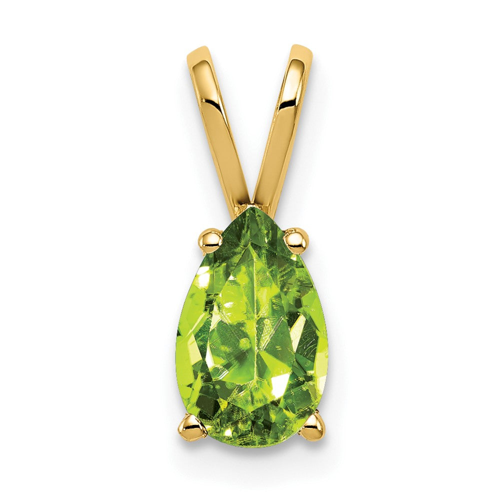 14K Yellow Gold 8x5mm Pear Peridot pendant