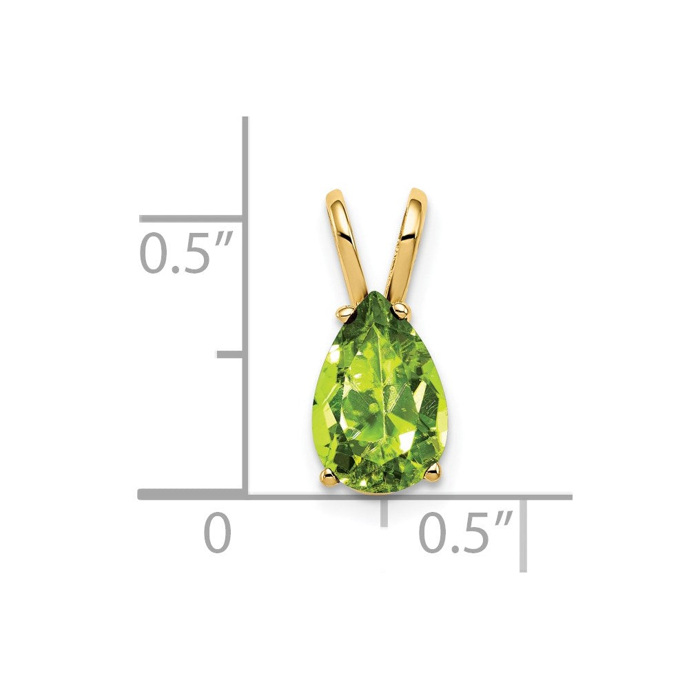 14K Yellow Gold 9x6mm Pear Peridot pendant