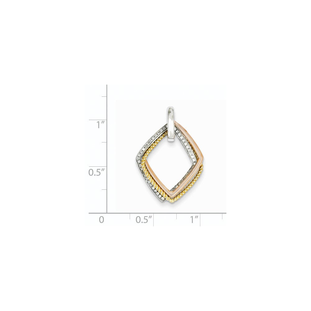 14k Tri-color Gold Real Diamond Moveable Pendant