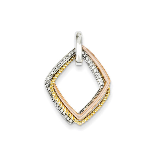 14k Tri-color Gold Real Diamond Moveable Pendant