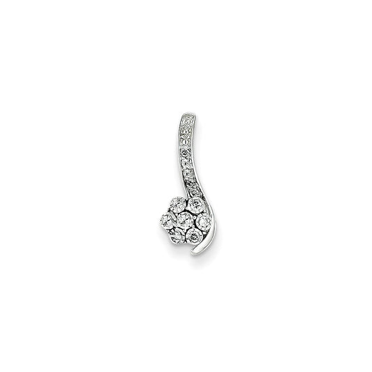 14k White Gold Real Diamond Slide Pendant