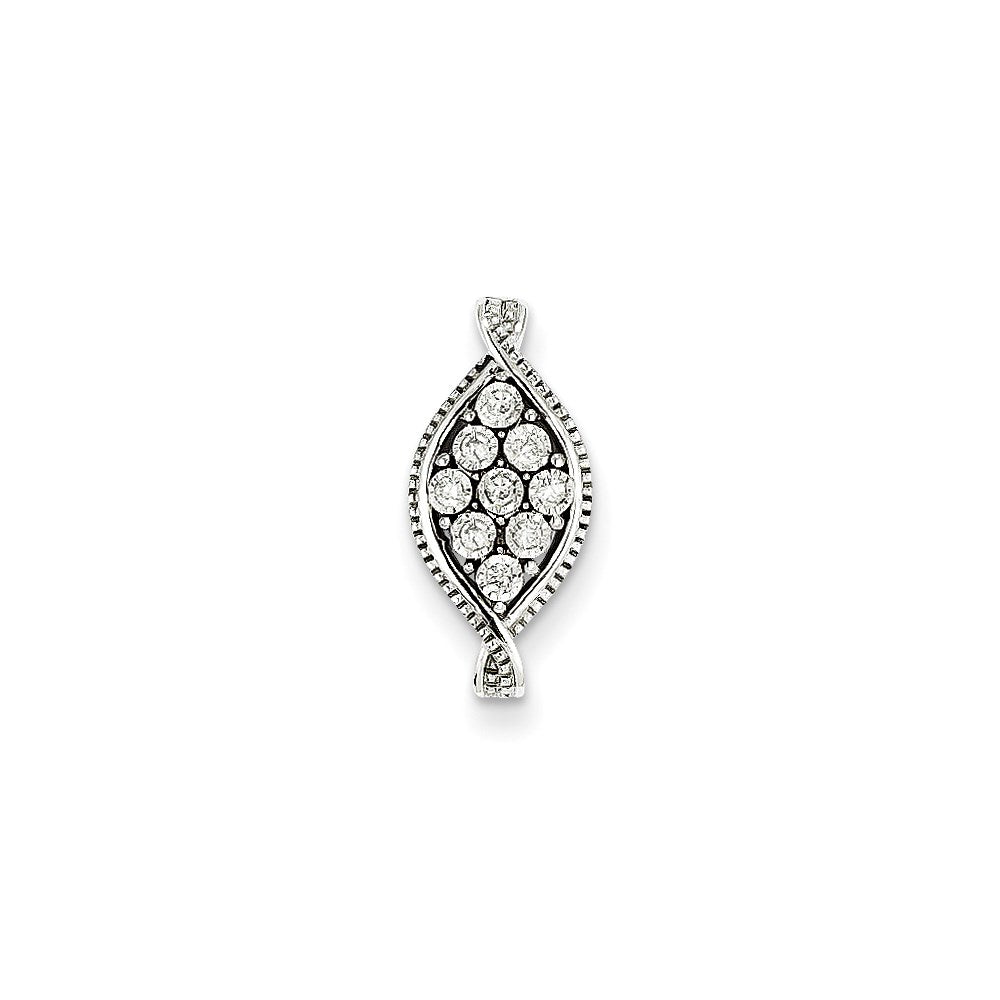 14k White Gold Real Diamond Slide Pendant