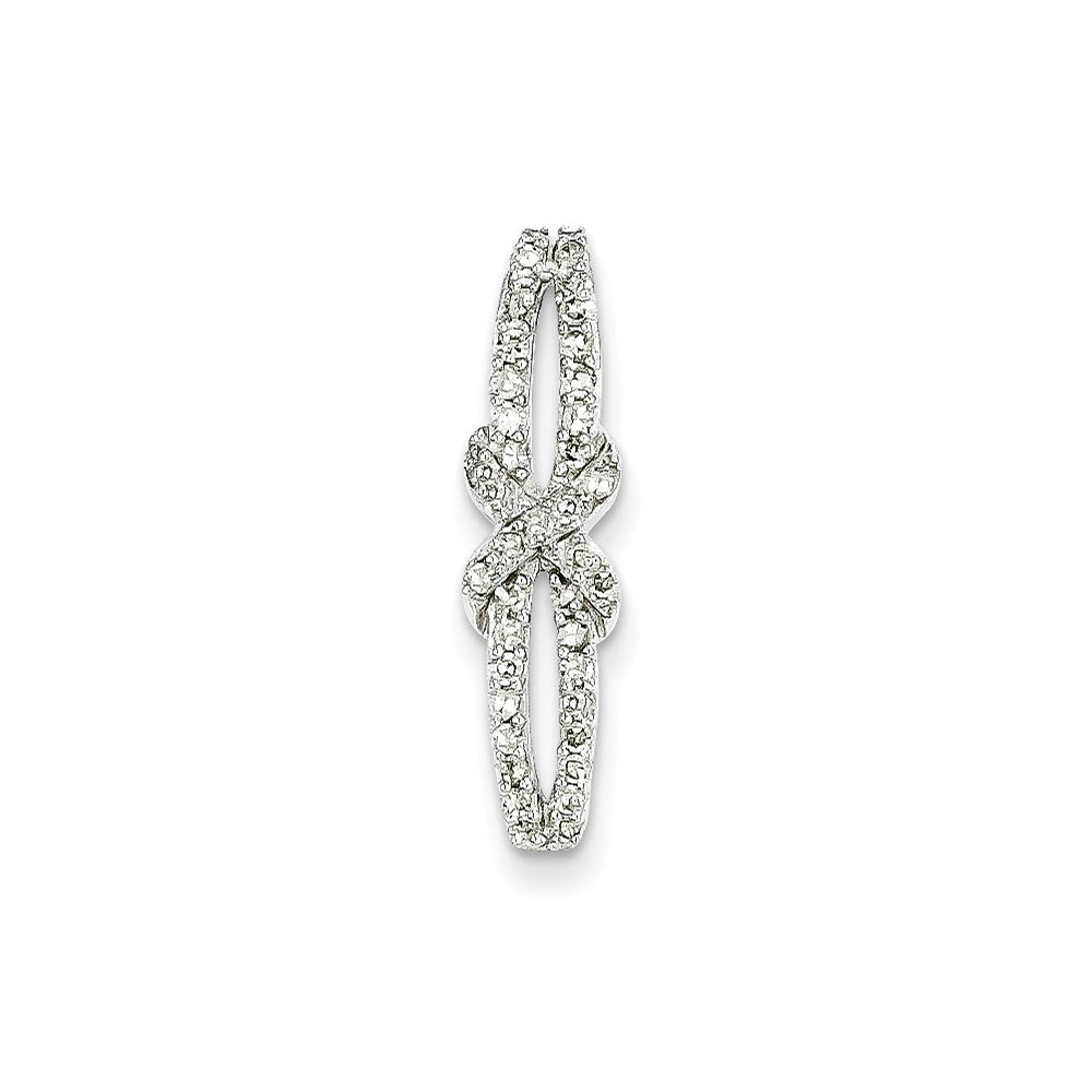 14k White Gold Real Diamond Fancy Slide Pendant