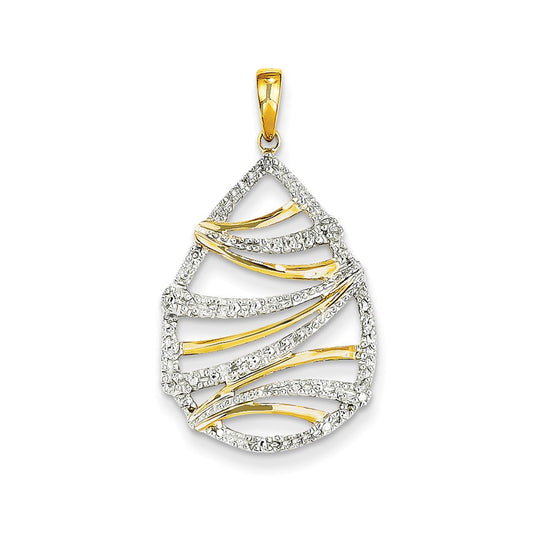 14k Diamond Teardrop Swirl Pendant