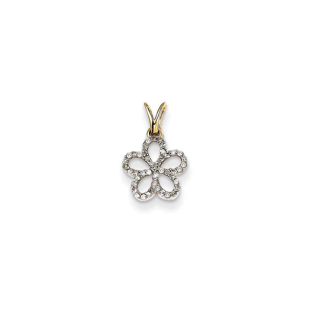 14k Diamond Flower Pendant