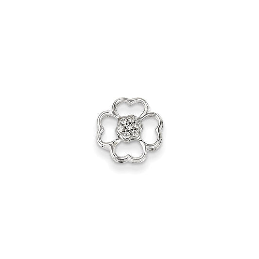 14K White Gold Diamond Flower Pendant Slide