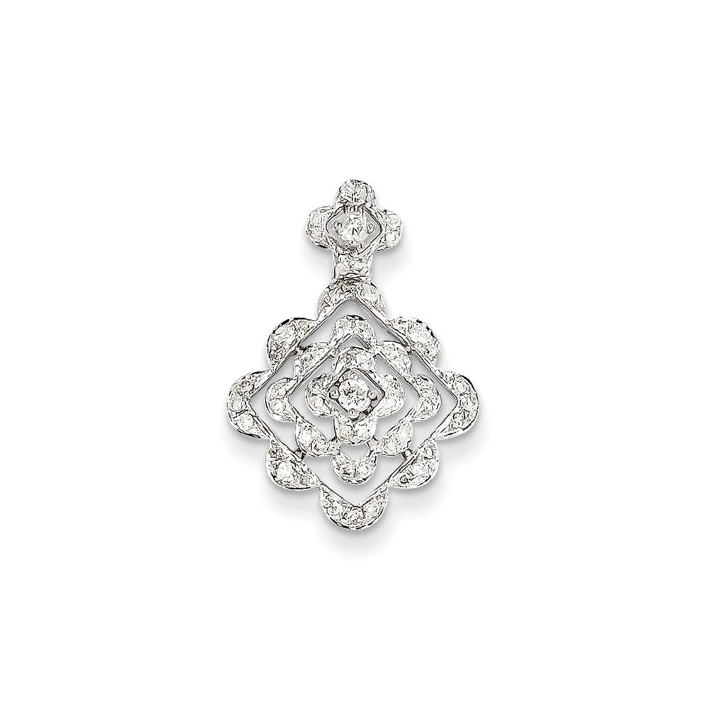 14k White Gold Real Diamond Pendant Slide