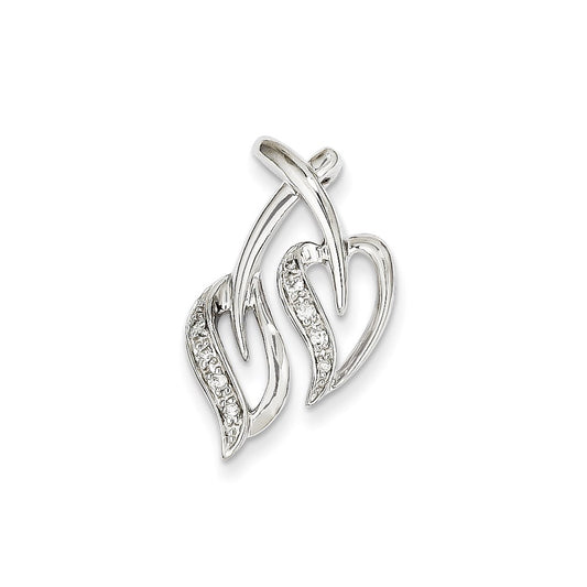 14K White Gold & Real Diamond Pendant Slide