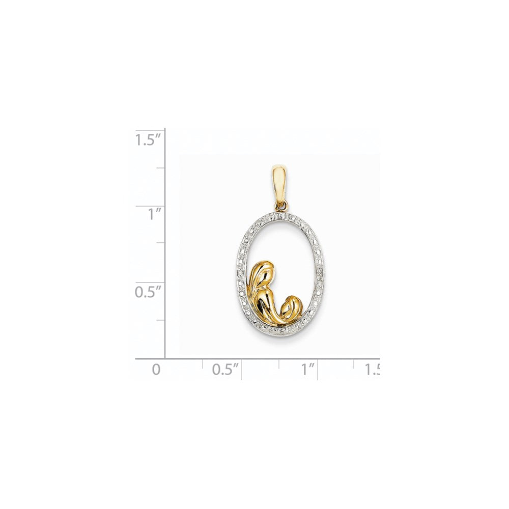 14k Yellow Gold Diamond Mother and Child Pendant