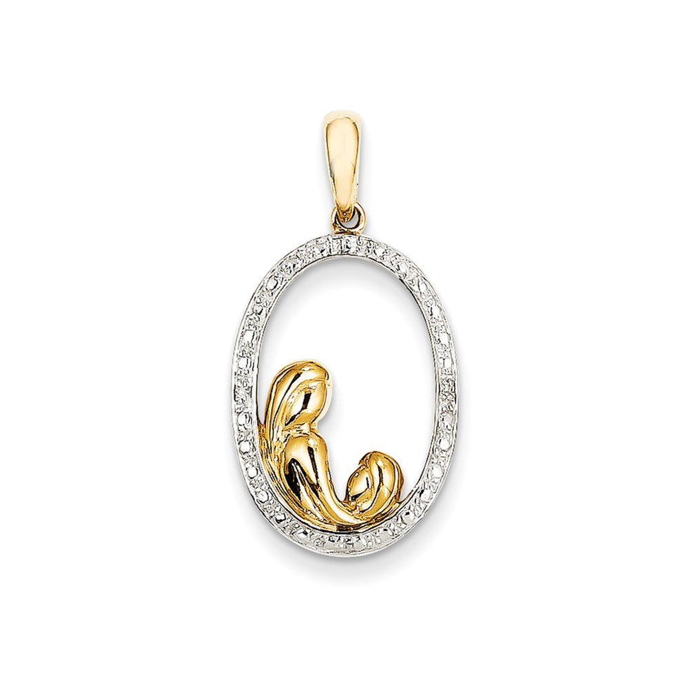 14k Yellow Gold Diamond Mother and Child Pendant