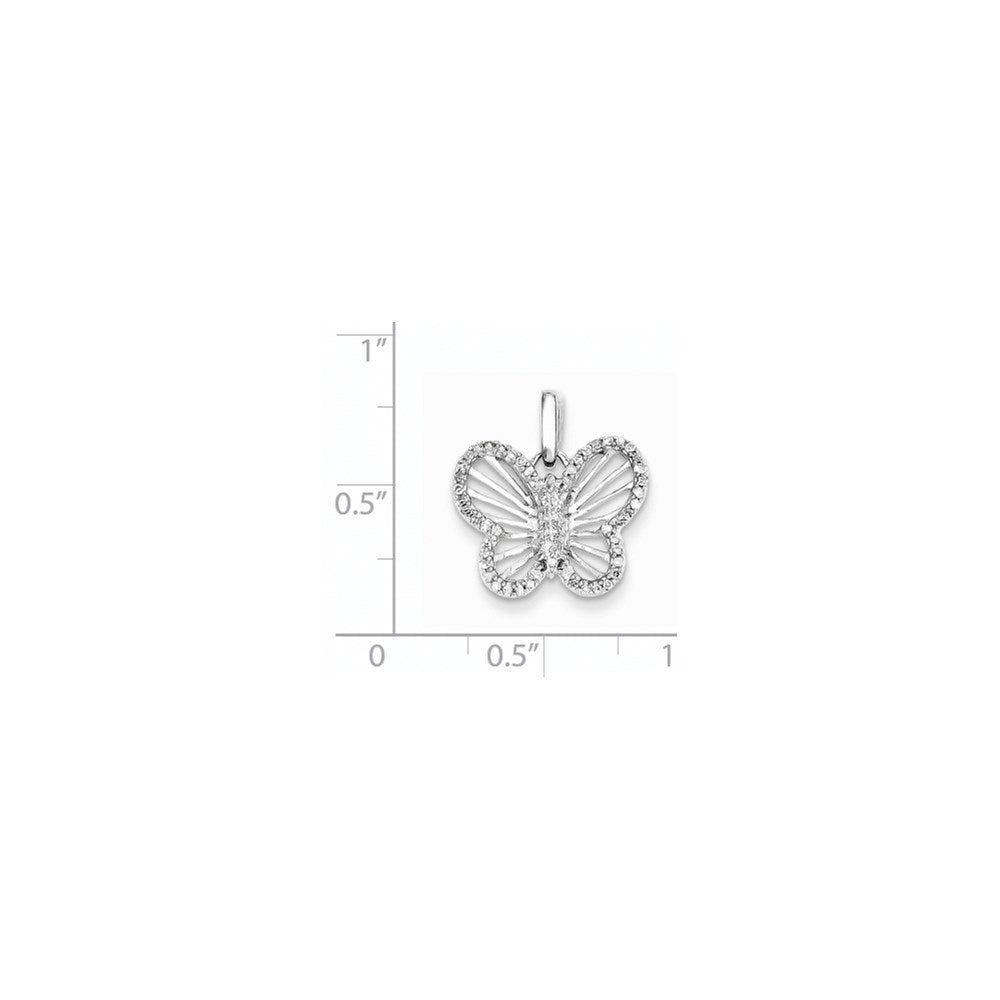 14k White Gold 0.19ct Real Diamond Butterfly Pendant