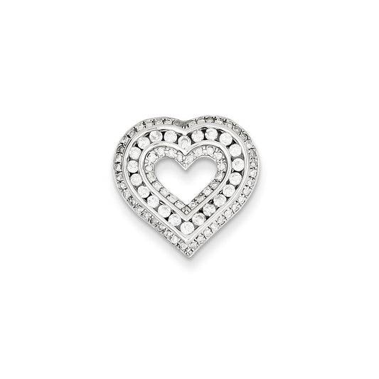 14k White Gold 0.5ct Real Diamond Heart Pendant Slide