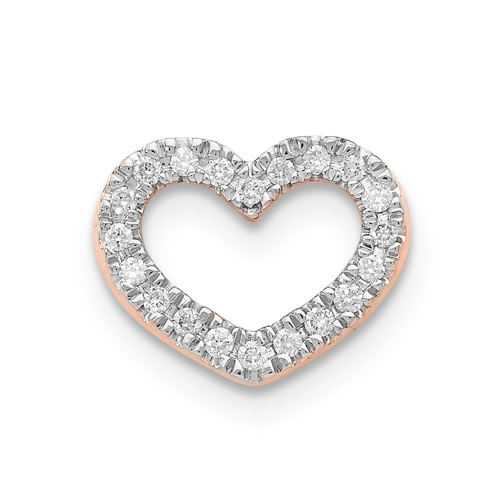 14k Rose Gold Diamond Heart Slide Pendant